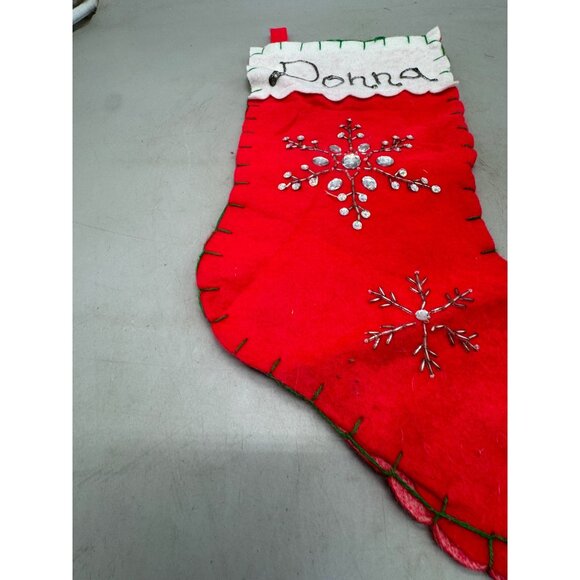 Personalized Handmade Christmas Stocking Jeweled Snowflake Design For Donna READ - Picture 5 of 7